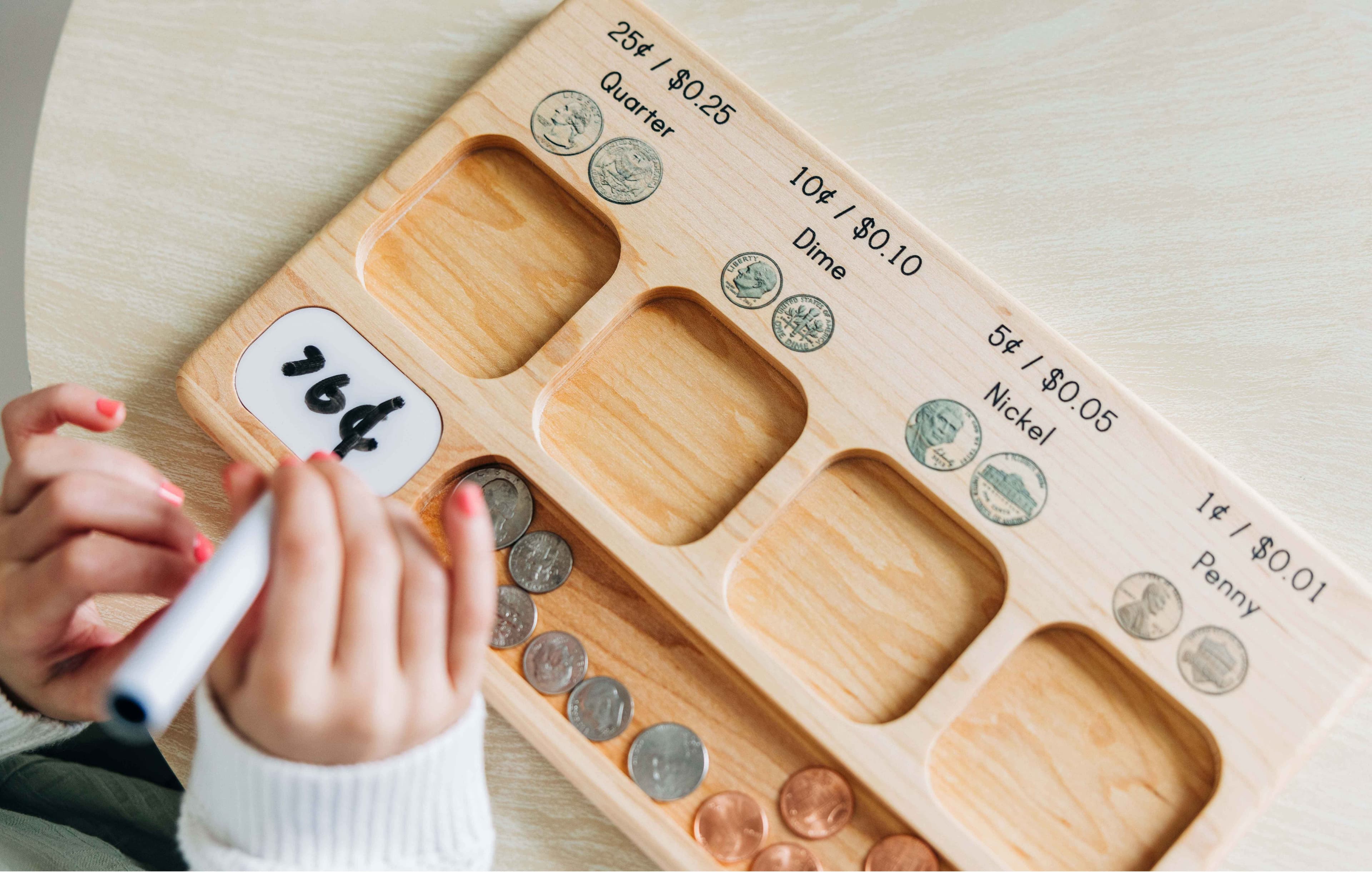 hands with a wooden plate