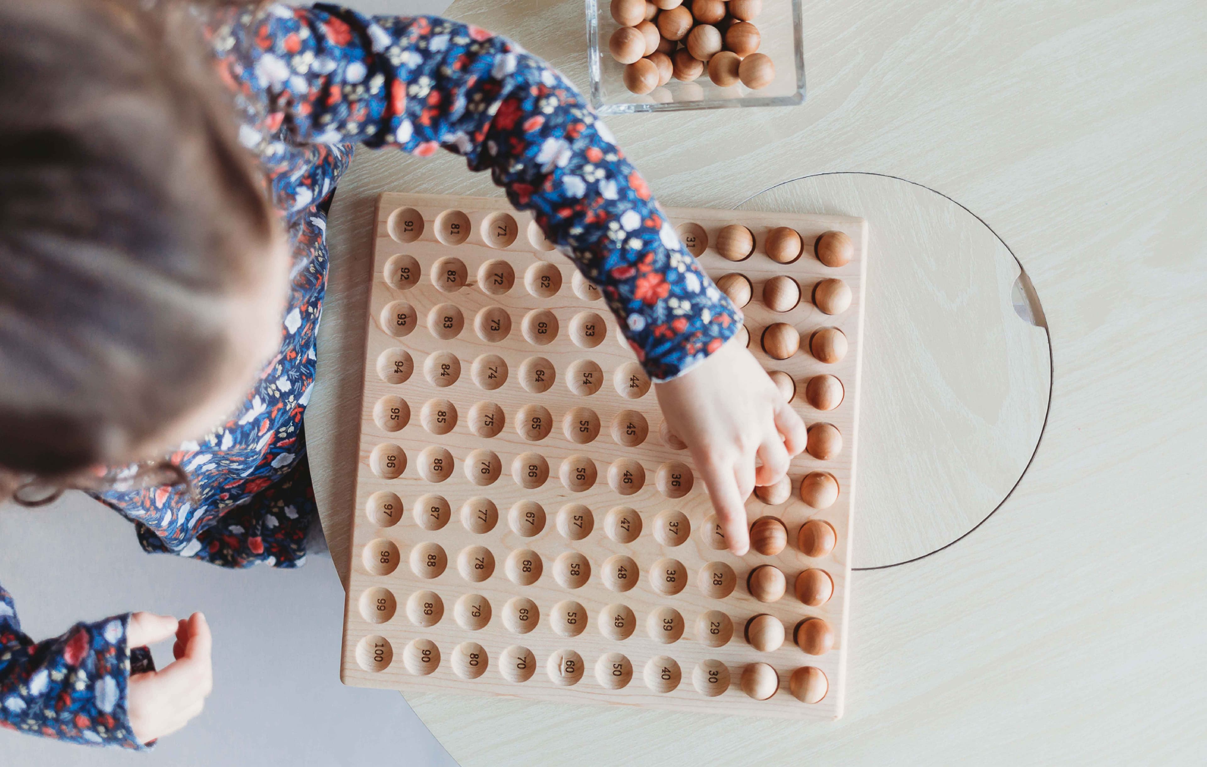 girl with a wooden material
